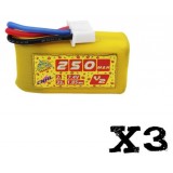 CNHL Pizza V2 2S 250mAh 7.4V 35C JST Pack x 3