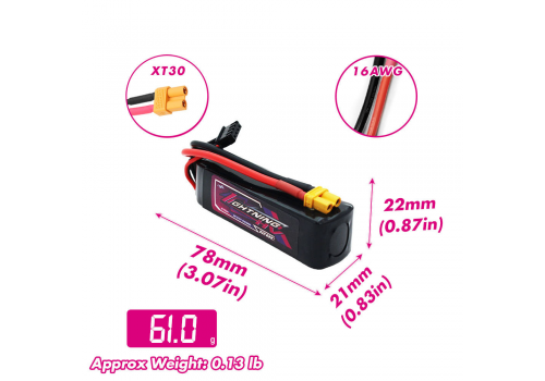CNHL Lightning LiHV 3S 750mAh 11.4V 120C XT30 CNHL Lightning LiHV 3S 750mAh 11.4V 120C XT30