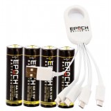 Pila Recargable USB Epoch AA 1.5V 2300mAh Set x 4