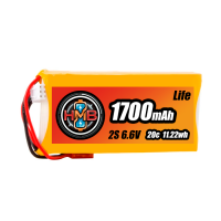 HMB LiFe 2S 6.6v 1700mAh 20C RX Futaba