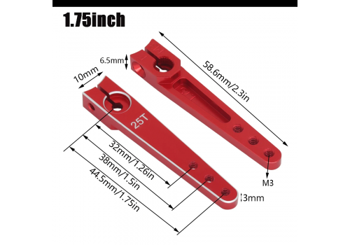 Cuerno Servo 25T - Simple 58mm Rojo O O O