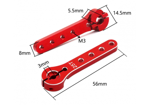 Cuerno Servo 25T - Simple 56mm Rojo O O O O