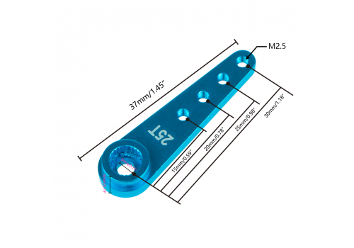 Cuerno Servo 25T - Simple 37mm Azul  O O O O