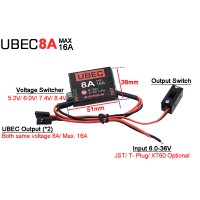 Regulador ASSAN 2S-8S UBEC 8A Max 16A XT60