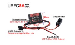 Regulador ASSAN 2S-8S UBEC 8A Max 16A XT60
